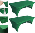 Eurmax USA 2-Pack Spandex Table Cover 6 ft. Fitted 30+ Colors Polyester Tablecloth Stretch Spandex Table Cover-Table Toppers,6 FT Table Cover Open Back (Emerald Green) by Eurmax