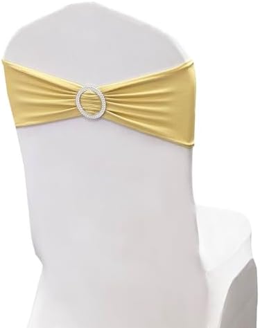 Spandex Chair Sashes Bands, Champagne New, 30PCS - Image 5