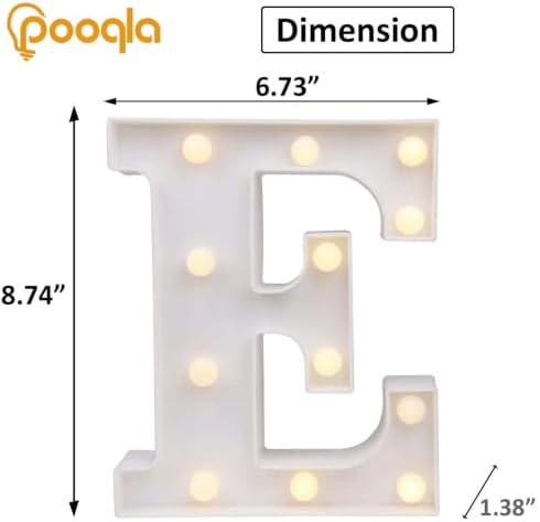 Pooqla LED Marquee Letter Lights Sign, Light Up Alphabet Letter for Home Party Wedding Decoration E - Image 4