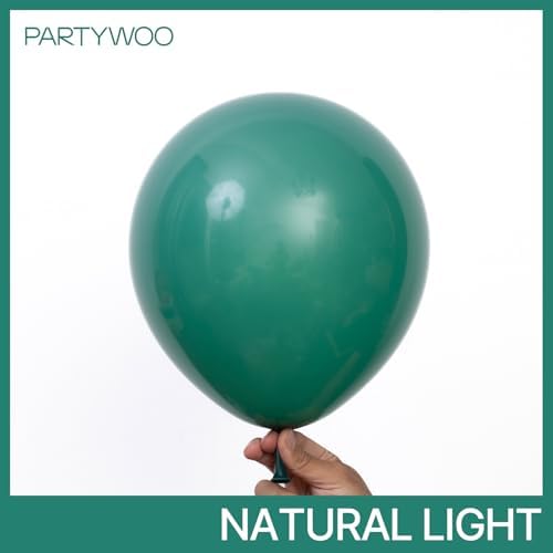 PartyWoo Dark Green Balloons 50pcs Emerald Hunter Forest Green Boho Neutral - Image 2