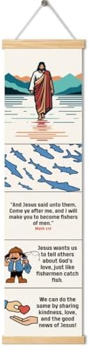 Fishers of Men Banner, Church Banner, Christian Rustic Hanging Door Flag, Farmhouse Decorations Outdoor Indoor, Church Activity Decor, Bible Lesson, Scripture and Words Decorations by Unknown