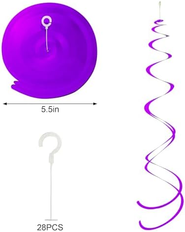 Colorful Ceiling Swirl Foil Decorations Hanging Plastic Streamer Themed Swirl Party Decoration for Halloween Celebration, Pack of 28 (Purple) - Image 2