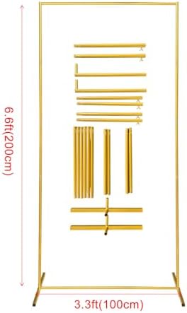 Gold Wedding Arch Backdrop Stand, 6.6FT*3.3FT Square Balloon and Flower Metal Frame for Ceremony, Anniversary, Party, Baby Shower Photo Booth Decoration. - Image 2