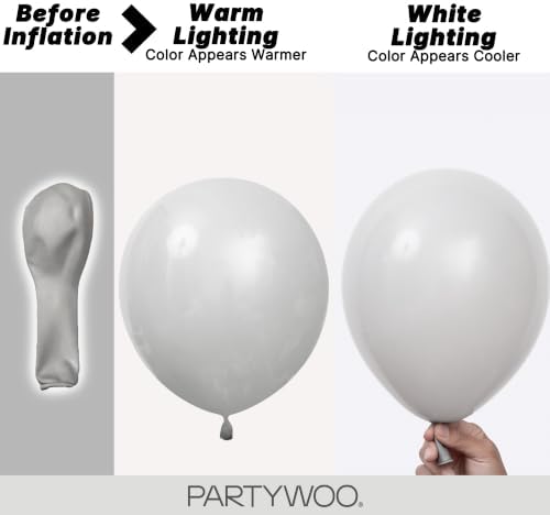 PartyWoo Grey Balloons 140pcs Light Pastel Pale Gray Color Different Sizes - Image 3