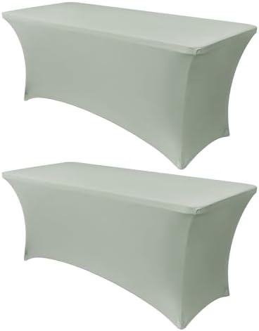 Obstal 4ft Stretch Spandex Table Cover, 2 Pack, Sage Green by Obstal
