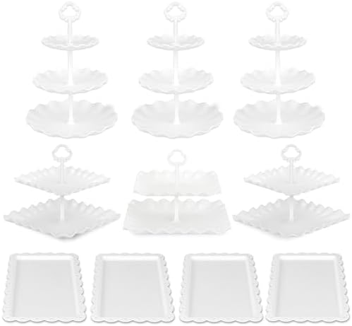 Pack of 11 NWK Cake Stand Set of Cupcake Stand, Tray & Table Cloth (White) - Image 6
