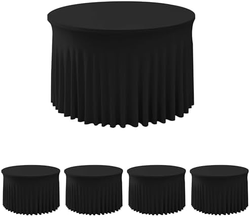 Fitted Black Spandex Table Skirts for Wedding Party,60 Inch Round,4 Pack by HolidayIdeas