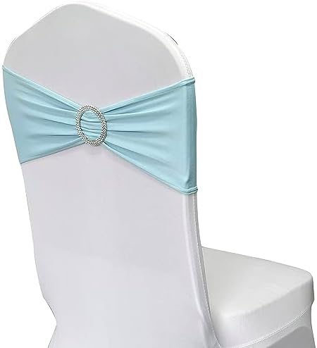 Spandex Chair Sashes Bands, Baby Blue, 50PCS - Image 5