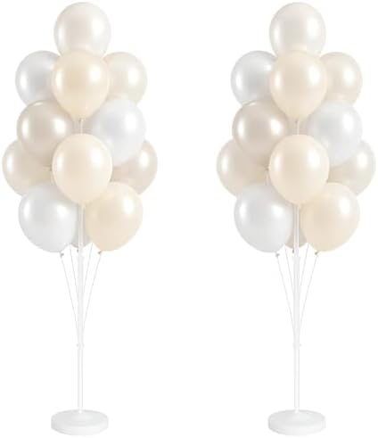 2 Sets 10" White Balloon Column Stand Kit With Base For Party by Tosuced