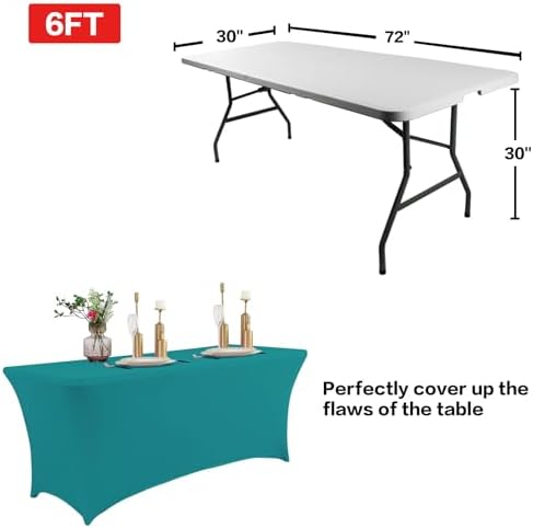 IVAPUPU 6FT Table Cloth for Rectangular Spandex Lake Blue Table Cover - Image 3