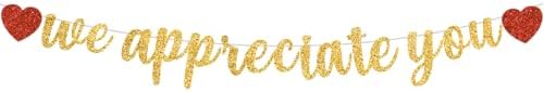 BEISHIDA Gold We Appreciate You Banner,NO DIY,Employee Appreciation Banner for Office Party Decorations,Thank you for Employee Teacher Doctor Nurse Staff Appreciation Party Supply - Image 2