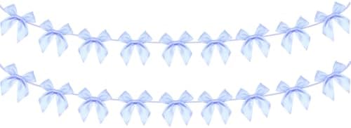 2pcs Bow Garland Banner, Ribbon Bow Party Decorations for Baby Shower Girls Bow Coquette Birthday Party Decor (Blue) by Haptda