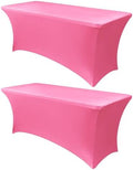 Obstal 4ft Stretch Spandex Table Cover, 2 Pack, Dark Pink by Obstal