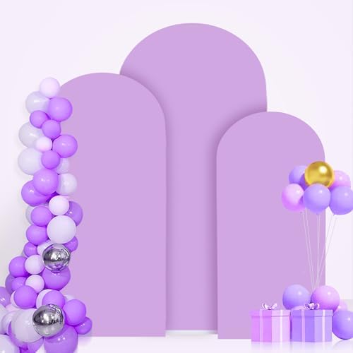 FANPROMS Wedding Arch Cover Set of 3 Lavender Arch Backdrop Cover 4 5 6FT Double Sided Spandex Arch Stand Cover for Metal Arch Satnd arch cover backdrop fabric for Bridal Baby Shower Party Decorations - Image 5