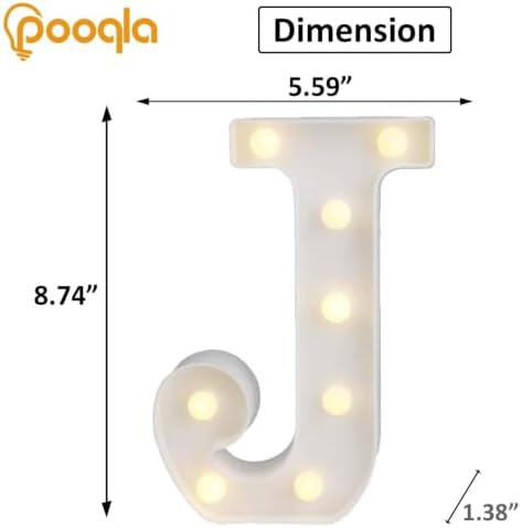 Pooqla LED Marquee Letter Lights Sign, Light Up Alphabet Letter for Home Party Wedding Decoration J - Image 4