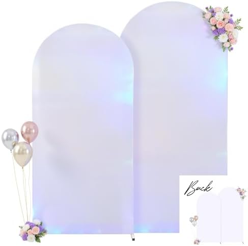 7.2FT 6FT Arch Backdrop Cover for Party, Set of 2 Stretchy Spandex Fitted Arch Stand Cover for Baby Shower, Birthday Wedding Decor, Chiara Backdrop Cover with Double-Sided Design(Silver, White) - Image 6