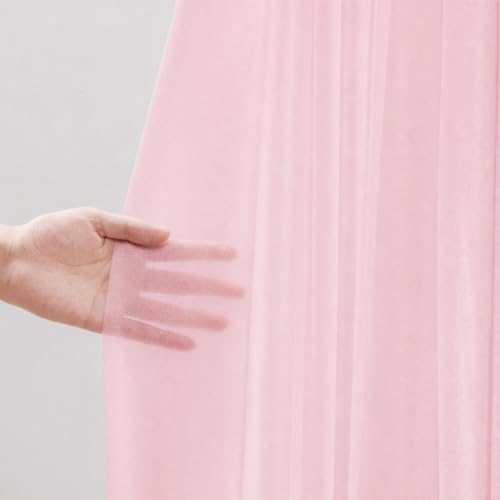 Baby Pink Wedding Arch Draping Fabric Sheer Curtain Drapes 2 Panels | 20 ft Extra Long Shimmery Backdrop Curtains for Wedding Anniversary Party Summer Outdoor Events Drapery Photo Backgrounds - Image 5