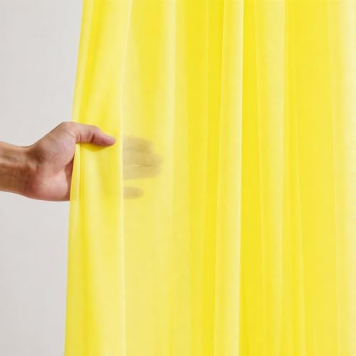 Yellow Wedding Arch Draping Fabric Sheer Curtain Drapes 2 Panels | 20 ft Extra Long Shimmery Backdrop Curtains for Wedding Anniversary Party Summer Outdoor Events Drapery Photo Backgrounds - Image 4