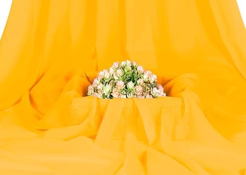 65 Yard Chiffon Fabrics, 44" Wide, Lightweight, Sheer – Yellow Gold - Image 2