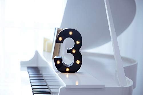 Foaky Black LED Marquee Number Lights Sign Light Up Marquee Number Lights Sign for Night Light Wedding Birthday Party Battery Powered Christmas Lamp Home Bar Decoration - Image 2