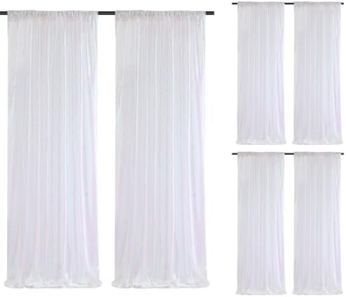 SoarDream White Iridescent Sequin Backdrop Curtains 6 Pieces 2ft x 8ft Sequin Fabric Backdrop Glitter Drapes Baby Shower Background Christmas Party Decoration by SoarDream