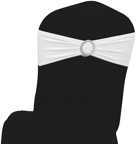 MDS Pack of 125 Spandex Chair Sashes for Wedding Party & Event – White by MDS