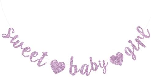 BEISHIDA Pre-Strung Glitter Light Purple Girl Baby Banner Baby Shower Decor by Beishida
