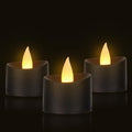 Black Flameless Tea Lights - 12 Pack Modern LED Candles for Men, Memorial Decor, Gothic Weddings & Industrial Home Style (Black Base, 12 Pack) by Unknown