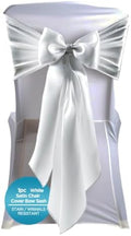 Leading Linens 1 pc White 108"x8" Satin Bow Sash Chair Cover Decoration by LeadingLinens