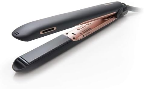 Panasonic nanoe Flat Iron for Healthy, Shiny Hair, Hair Styling Iron with 1-inch Ceramic Plates and Intuitive Heat Technology, for Straightening, Smoothing and Curling - EH-HS99-K (Black/Rose Gold) by Panasonic