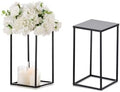 Sziqiqi Black Geometric Centerpiece Column Flower Stand with Plate, 2Pcs by SZIQIQI