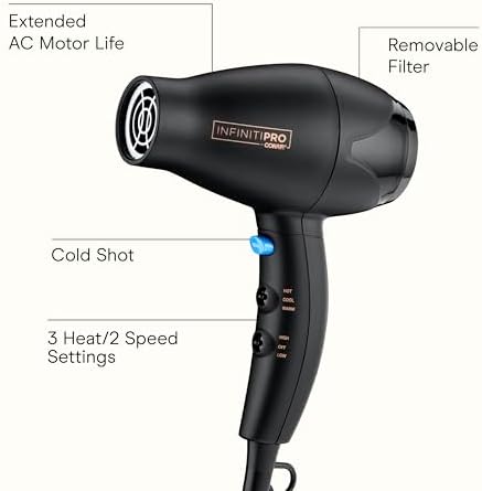 Conair Hair Dryer, INFINITIPRO, Travel, 1600W, Compact, AC Motor - Image 2