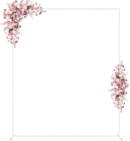 Wokceer Square Wedding Arch Backdrop Stand White Metal Arch 7.2FT x 6FT by Wokceer