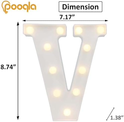 Pooqla LED Marquee Letter Lights Sign, Light Up Alphabet Letter for Home Party Wedding Decoration V - Image 4