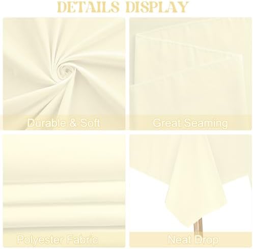 4 Pack Rectangle Tablecloth for 8 Foot Tables Washable Polyester Table Cover for Wedding Dining Table Parties Banquet（60x126 Beige） - Image 4