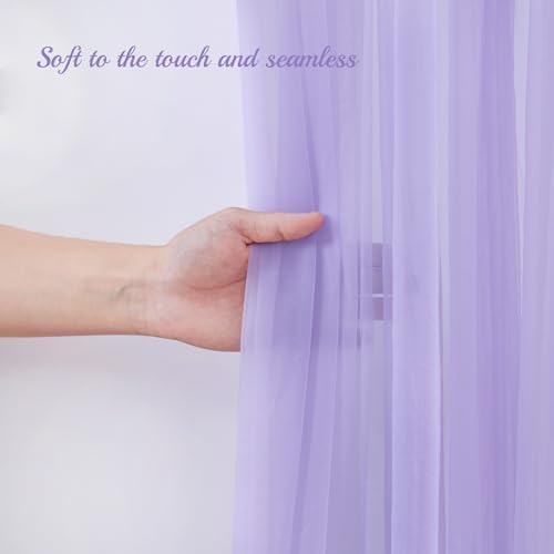 30×10ft Purple Tulle Backdrop Curtain with Lights String for Parties, Sheer Photo Backdrop Curtains for Wedding Party Photography Background - Image 4