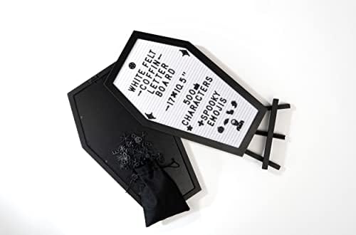 Nomnu Coffin Letter Board, White Goth Decor w/Bat Stickers, Spooky Emojis - Image 6
