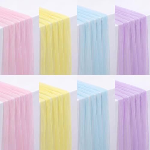 8 Pcs Pastel Colorful Table Runner 29 x 70 in Colorful Tablecloth by Windkream