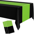 Oudain 3 Pcs Plastic Disposable Table Cloth 54" x 108", Green, Black by Oudain
