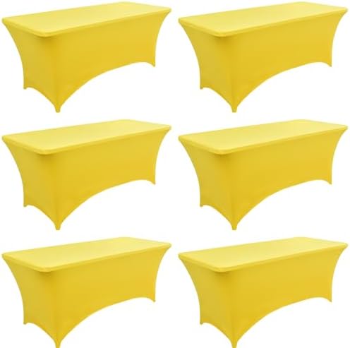 6-Pack 6ft Spandex Table Covers for Rectangle Standard Folding Tables - Wrinkle Resistant Stretch Tablecloths - Ultimate Fitted Table Protector for Parties, Trade Shows, Wedding by Unknown