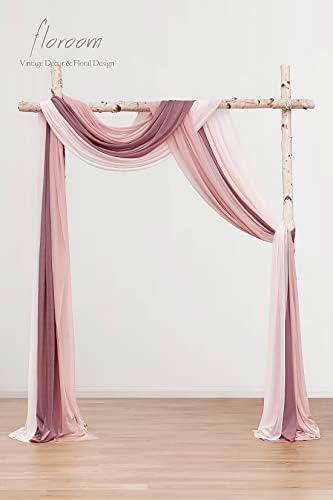 Floroom Wedding Arch Draping Fabric 3 Panels 20Ft Chiffon Fabric Drapes Arbor Drapery Wedding Ceremony Reception Swag Decorations (Mauve +Dusty Rose +Blush) - Image 2