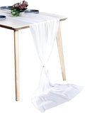 Pack of 12 Chiffon Table Runners 29 x 120 Inch, 10FT Long - White by MDS
