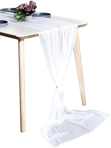 Pack of 5 Chiffon Table Runners 29 x 120 Inch, 10FT Long - White by MDS