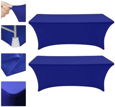 Eurmax USA 2-Pack Rectangular Fitted Spandex Table Covers 6ft Tablecloth Wedding Event Patio Table Decorations Stretch Table Cover for 6ft Folding Table (Navy Blue) by Eurmax