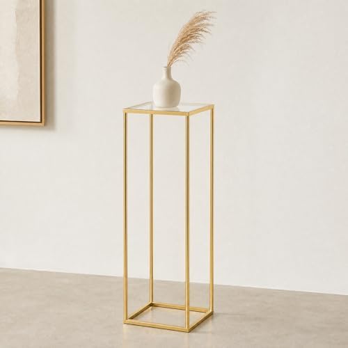 3PCS Square Metal Pedestal Stands, Gold Display Columns for Party Decorations, Wedding Cake Table Stands with Removable Acrylic Top, Sturdy Iron Nesting Riser for Flowers, Vases, and Dessert Displays (23.6", 31.5", 39.3" Heights) - Image 6