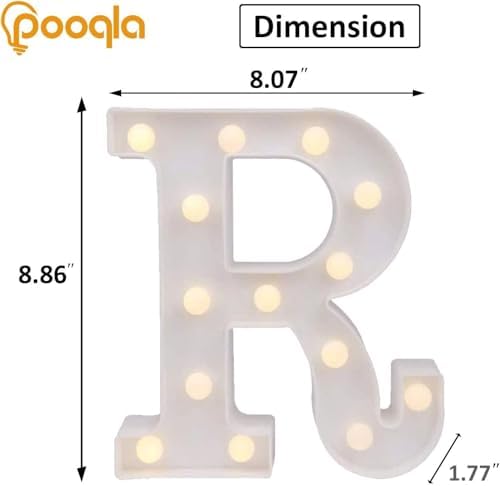 Pooqla LED Light Up Letters, Warm White and Colorful Lighted Marquee Letters with Remote, Lighted Letter for Party Birthday Decorations, Gift for Girls Boys Night Light, Wedding Home Decor, Letter R - Image 3