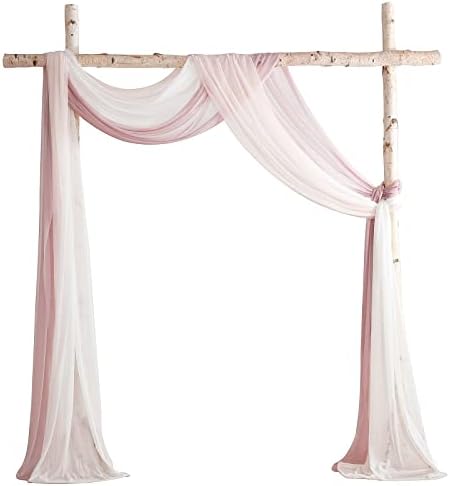 Floroom Wedding Arch Draping Fabric 3 Panels 20Ft Chiffon Fabric Drapes Arbor Drapery Wedding Ceremony Reception Swag Decorations (Dusty Rose +Blush +White) by Floroom