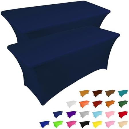 IVAPUPU 2 Pack 4FT Table Cloth for Rectangular Spandex Jean Blue Cover by IVAPUPU