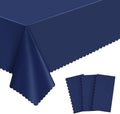 NatNarr 3 Pcs Navy Blue Plastic Tablecloths, Scalloped Blue Table Cloth by NatNarr