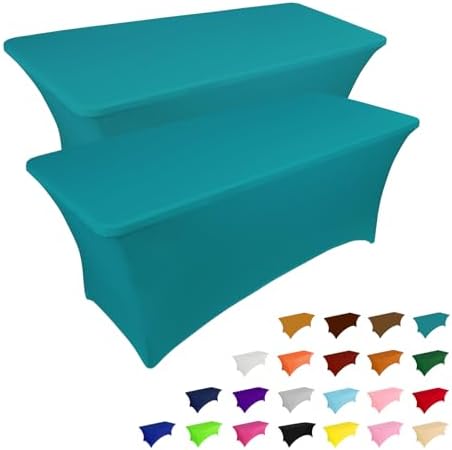 IVAPUPU 2 Pack 6FT Table Cloth for Rectangular Spandex Lake Blue Cover by IVAPUPU